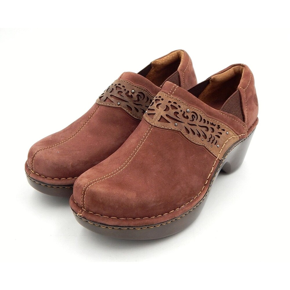 Ariat Tambour Nubuck Suede Leather Brown Laser Cut Clogs Women Size 10B